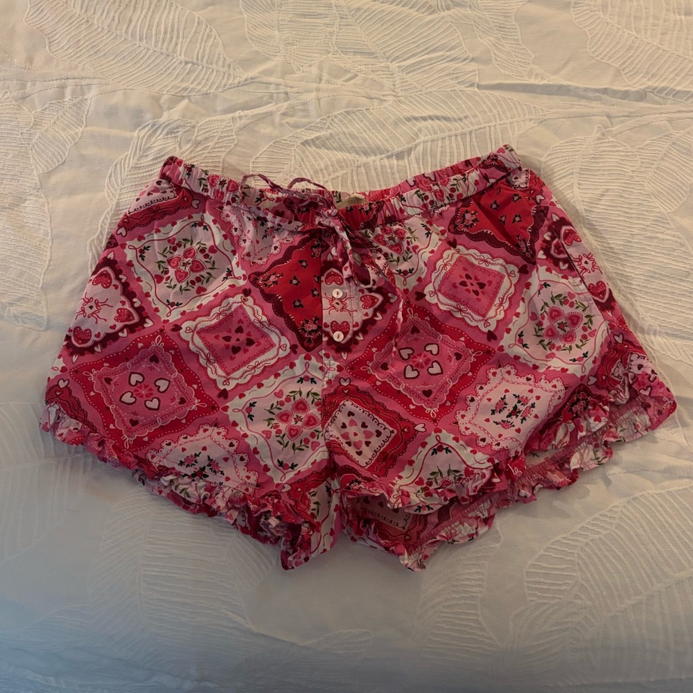 Printfresh Vintage Valentine Pink and Red Floral Shorts